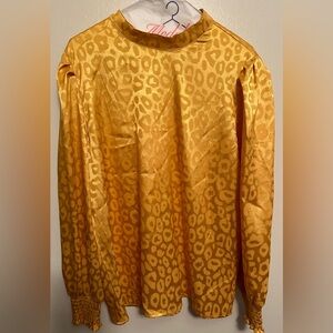 Yellow Gold Cheetah Print Blouse